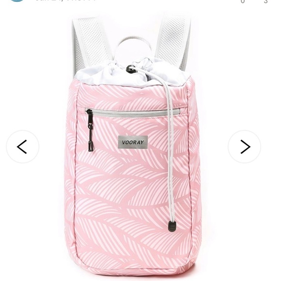 VOORAY Stride Cinch Backpack Pink Gray Lightweight Backpack Bag - Picture 2 of 15